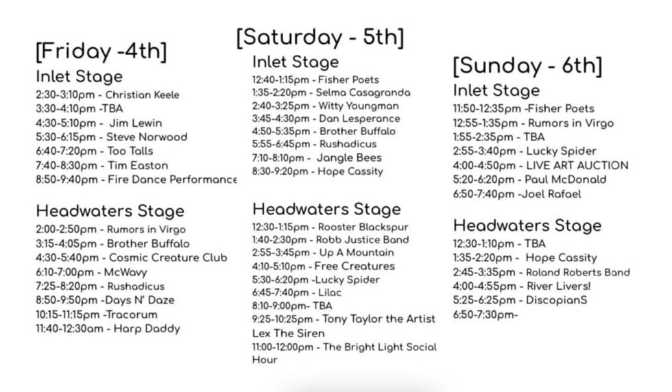 Festival Schedule Salmonfest Alaska Ninilchik, Alaska